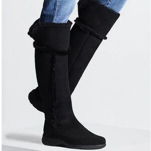 La Canadienne Tami Waterproof Suede Shearling Knee High Boots Black Size 9